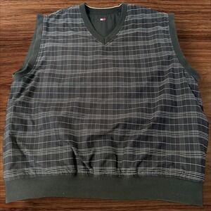 Tommy Hilfiger Men's Plaid V Neck Golf Vest Windbreaker Windproof reversible xXL